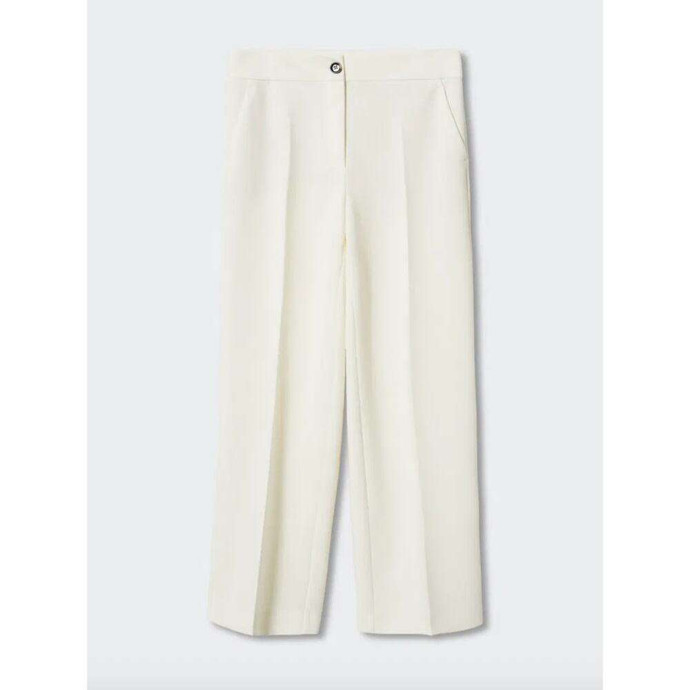 Mango Simon Tailored Trousers Cropped Slim Fit White Size 10
